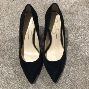 Jessica Simpson black suede block heel